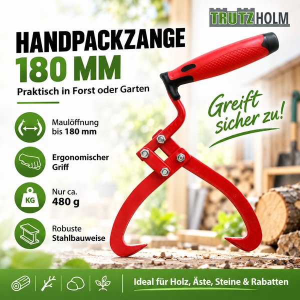 Handpackzange von Trutzholm mit 180 Millimeter Maulöffnung, ergonomischem Griff und robuster Stahlbauweise für Forst und Garten.