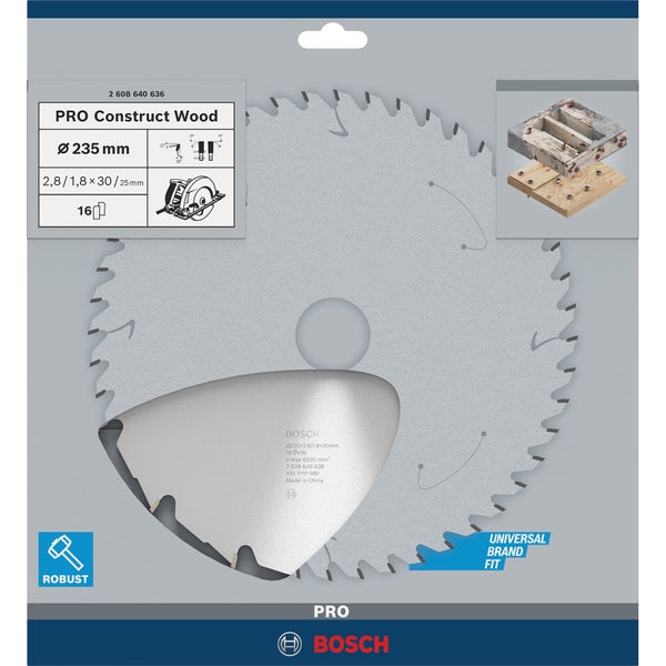Bosch PRO Construct Wood Kreissägeblatt 235 x 2,8 x 30 mm - 2608640636