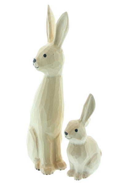 FRANK FLECHTWAREN|Figur Hasenmutter mit Kind, 2er Set, Höhe 11 cm, 20 cm, LINDE