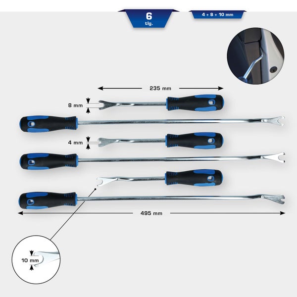 BRILLIANT TOOLS Lösewerkzeug-Satz für Verkleidungsclips 6tlg. - BT511045