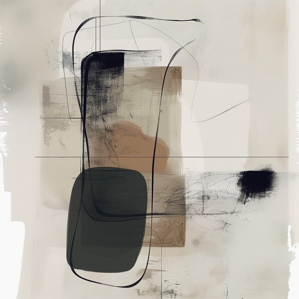 Abstraktes Gemälde mit geometrischen Formen und Linien