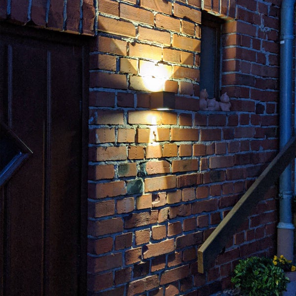 Lucande LED Wandleuchte außen Jarno (spritzwassergeschützt (Modern) in Braun aus Aluminium (2 flammig, ) - Außenwandleuchten Wandlampe Led Außenlampe Outdoor für Außenwand/Hauswand