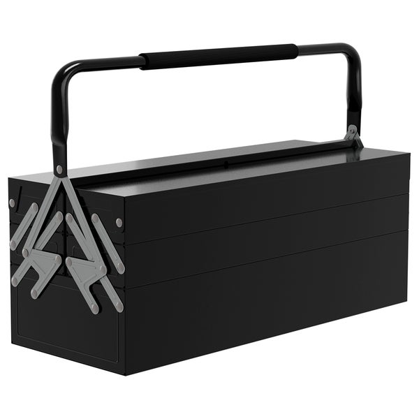 DURHAND Werkzeugkoffer Werkzeugkiste 5 Fächer aufklappbar Stahl (SPCC) Schwarz 56 x 20 x 41 cm