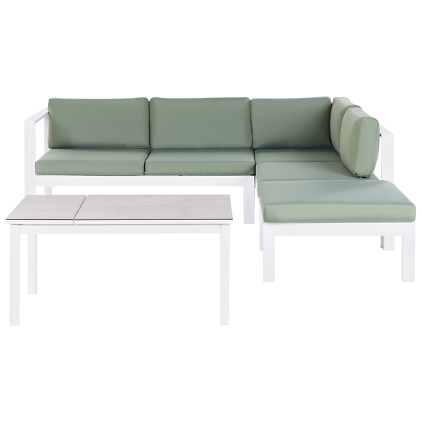 Garten Ecksofa mit Tisch 5-Sitzer MESSINA linksseitig Metall Grün