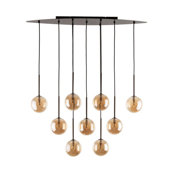Hängeleuchte mit neun Glaskugeln