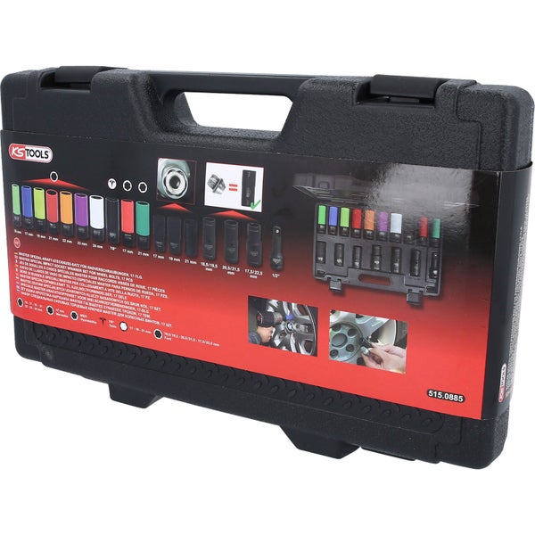 KS TOOLS 1/2 MASTER Spezial-Kraft-Stecknuss-Satz für Radverschraubungen, 17-tlg - 515.0885