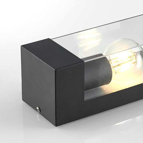 Lucande Edelstahl Wandlampe aussen, Aussenwandleuchte spritzwassergeschützt IP44 1x E27 max. 15W ohne Leuchtmittel Außenleuchte Wandleuchte außen