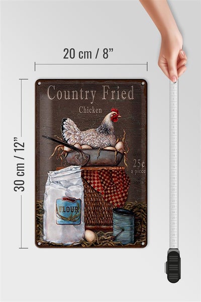 Blechschild Spruch 20x30cm Huhn country Fried Chicken
