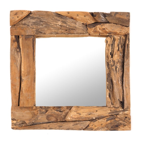 Wandspiegel  TEAK 50 Teakholz (erodiert) naturfarben