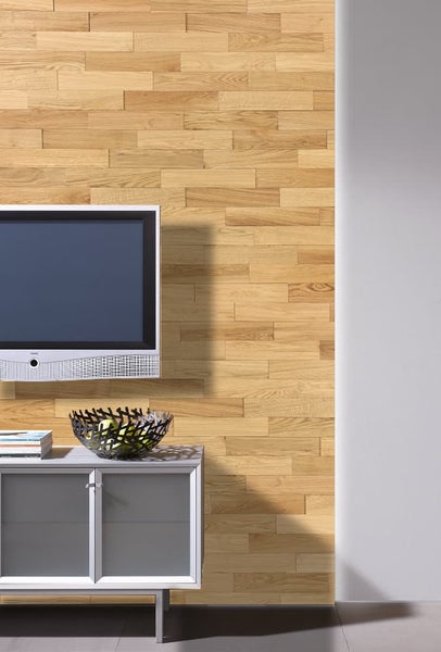 wodewa Wandverkleidung Holz 3D Optik Eiche Natur, geölt, 400 1m² Wandpaneele Moderne Wanddekoration Holzverkleidung Holzwand Wohnzimmer Küche Schlafzimmer