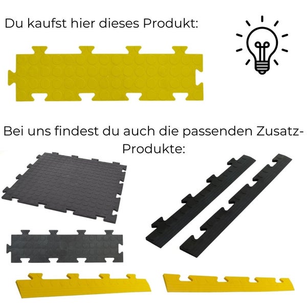 Klickfliesen Bodenplatte Kunststoff Balkon Terasse Garage Werkstatt Camping Fliesen Bodenbelag 50 PVC Klicksystem 10x Fliesen schmal gelb