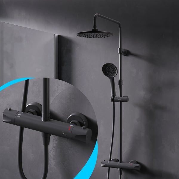 AM.PM Duschsäule inkl. Thermostat F07TA422 Hit  Schwarz matt