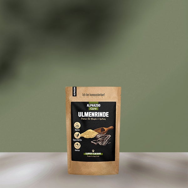 ALPHAZOO Ulmenrinde Pulver 120g für Hunde und Katzen I Amerikanische Slippery Elm Bark