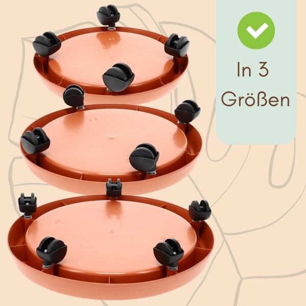 Pflanzenroller rund Rollbrett Pflanzen Blumentopf Untersetzer mit Rollen Blumenroller Pflanzenrolle Rolluntersetzer Wetterfest 25 cm