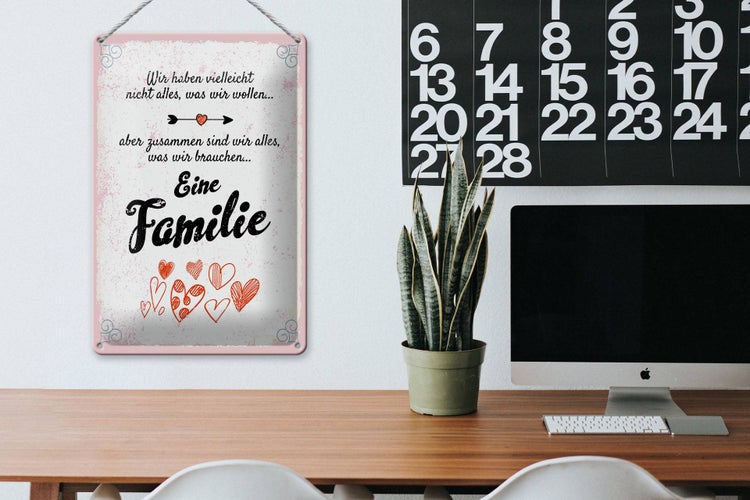 Blechschild Spruch Familie Zusammen sind wir alles 20x30cm