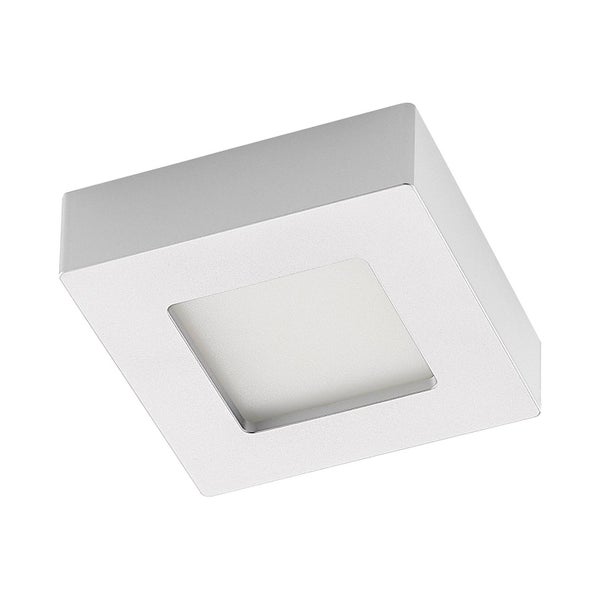 Quadratische LED-Aufbauleuchte aus Metall für Decke oder Wand.