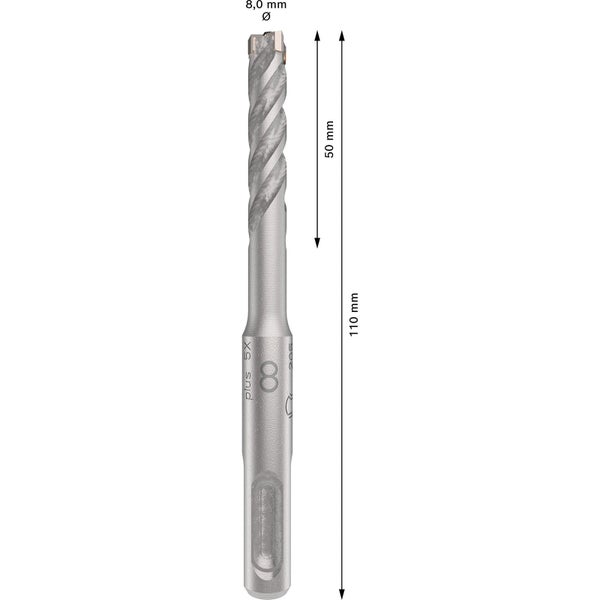Steinbohrer mit 8 Millimeter Durchmesser und einer Länge von 110 Millimeter