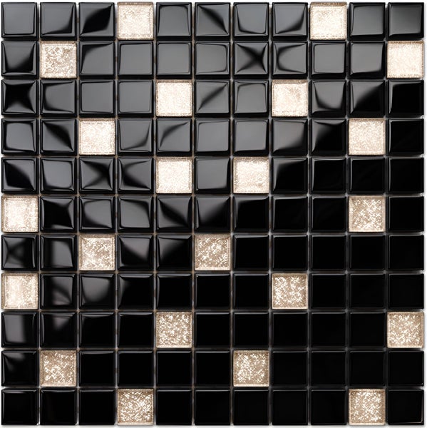 Glasmosaik auf Netz für Bad und Küche 30cm x 30cm  - Black pepper