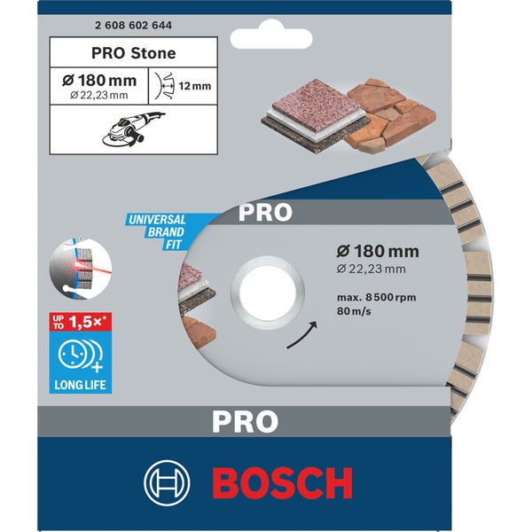Bosch PRO Stone Diamanttrennscheibe 180 x 22,23 mm - 2608602644