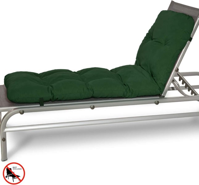 Grüne Polsterauflage für Sonnenliegen mit gesteppter Oberfläche. Liege nicht im Lieferumfang enthalten.