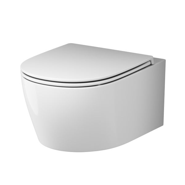 AM.PM Wand-WC  Tiefspüler ohne Spülrand weiß glänzend mit WC-Sitz CXB1700SC X- Joy S
