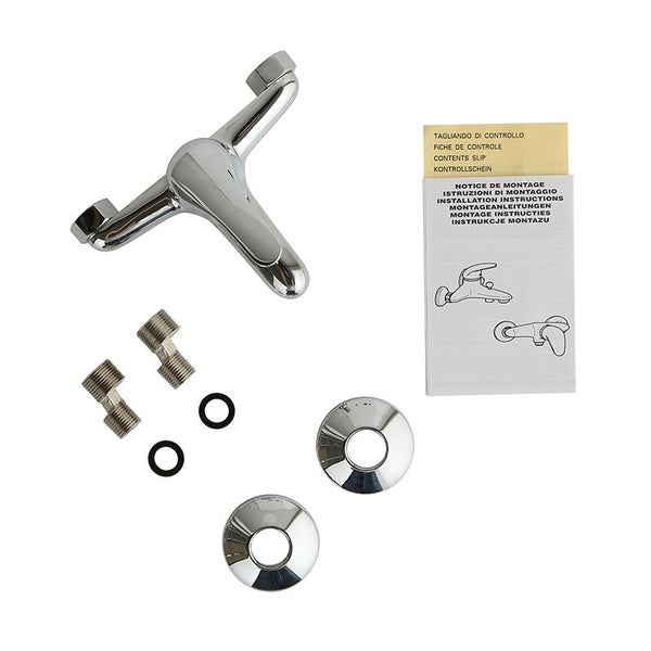 Aufputz-Waschtischarmatur-Set mit Montagezubehör und Anleitung