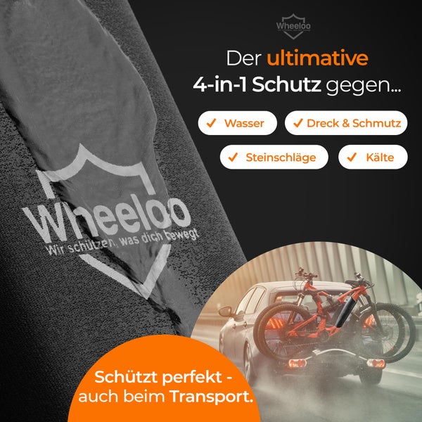 E-Bike Akku Schutzhülle mit Flaschenhalter Öffnung I Ebike Schutz mit Reißverschluss + Tasche I für mehr Reichweite I universale Passform I Fahrrad Abdeckung für integrierte E bike Akkus I WHEELOO