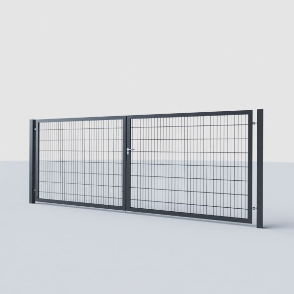 Zweiflügeliges Tor 4,0m breit 1,6m hoch RAL 7016 anthrazit 6/5/6 inkl. Zubehör mit 80x80 Pfosten