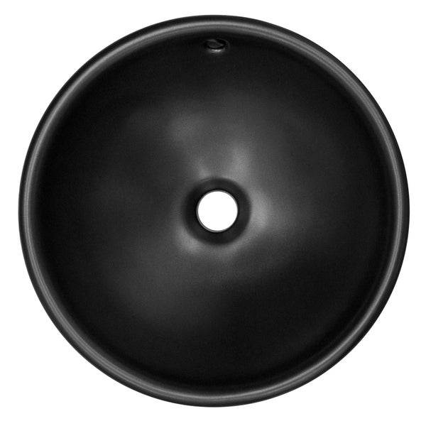 ML-Design Waschbecken aus Keramik in Schwarz matt Ø 420x170 mm mit Ablaufgarnitur, Runde Aufsatzwaschbecken, Moderne Waschtisch, Waschschale mit Überlauf und Abflussloch, Waschplatz Handwaschbecken