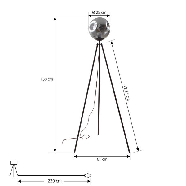 Abbildung einer Stehlampe mit Maßen