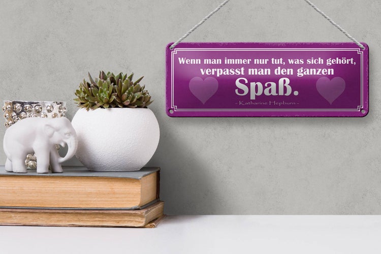 Blechschild Spruch 27x10cm tun was sich gehört kein Spaß Dekoration