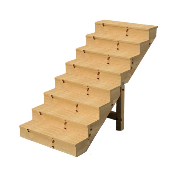 Holztreppe, Gartentreppe, Außentreppe, Terrassentreppe  Höhe 139cm 8 Stufen, Breite 100cm, MIT Setzstufen