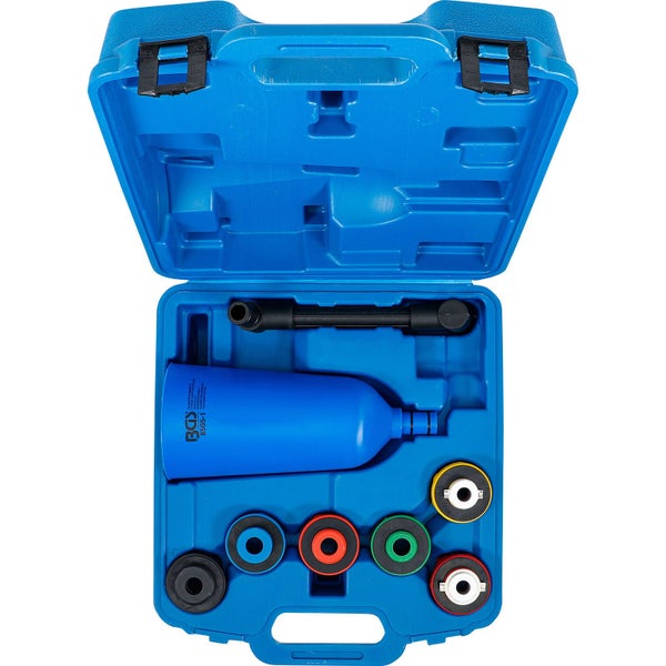 Kühlmittel-Einfülltrichter-Set im blauen Koffer