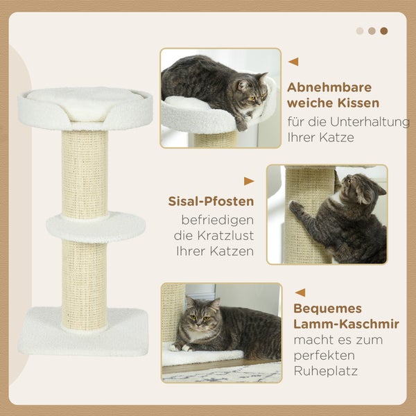 Katzenkratzbaum mit Sisalpfosten und weichen Kissen für Katzen