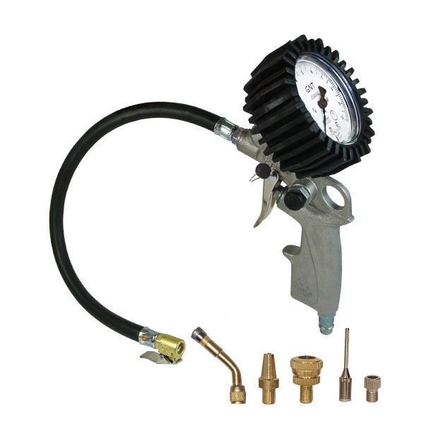 FAIRAIR Reifenfüller RF-G-SET, geeicht, mit 37 cm Schlauch + 5er Adapter Set, FA30003
