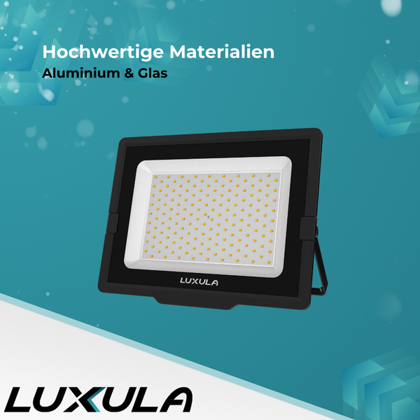 LUXULA LED Fluter Leistungsstarkes 300W Flutlicht mit 30000lm IP65 Außenstrahler Robust