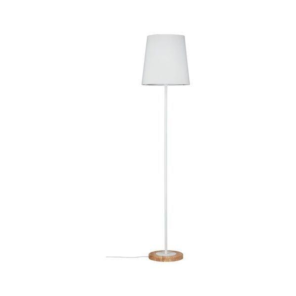 Neordic Stehleuchte Stellan E27 max. 20W Weiß, Holz Stoff, Metall, Holz