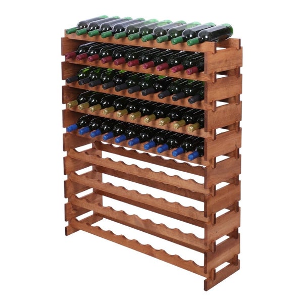 Weinregal VINOTECA FLEX PRO HxBxT 121x103x28cm 90 Flaschen auf 9 Ebene Massives Kiefernholz Braun geölt