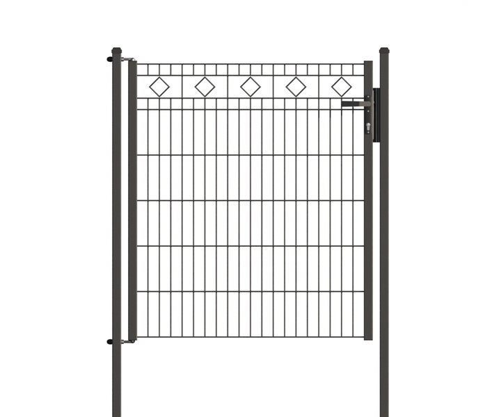 Gartentor aus Metall mit Rautenmuster