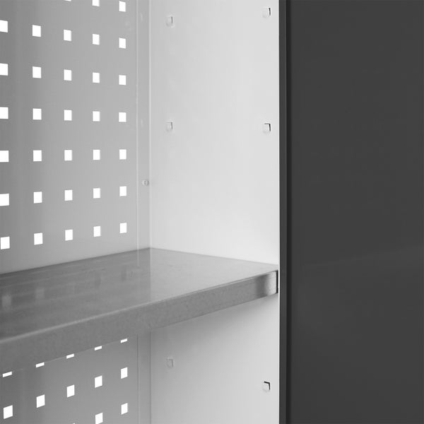PROREGAL Werkzeugwandschrank mit 3 Türen + 4 Fachboden | HxBxT 75x150x20cm | Lichtgrau/Anthrazitgrau | Werkzeugschrank, Wandschrank