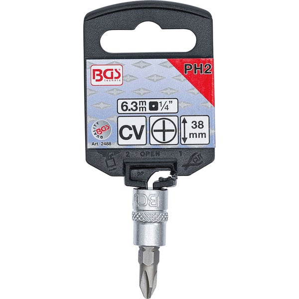 BGS Bit-Einsatz Antrieb Innenvierkant 6,3 mm (1/4) Kreuzschlitz PH2 - 2488