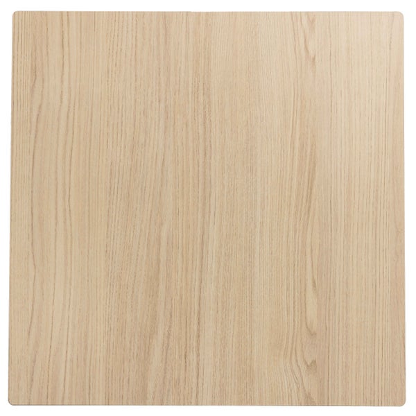 Quadratische Holzplatte mit heller Maserung in Eichenoptik.