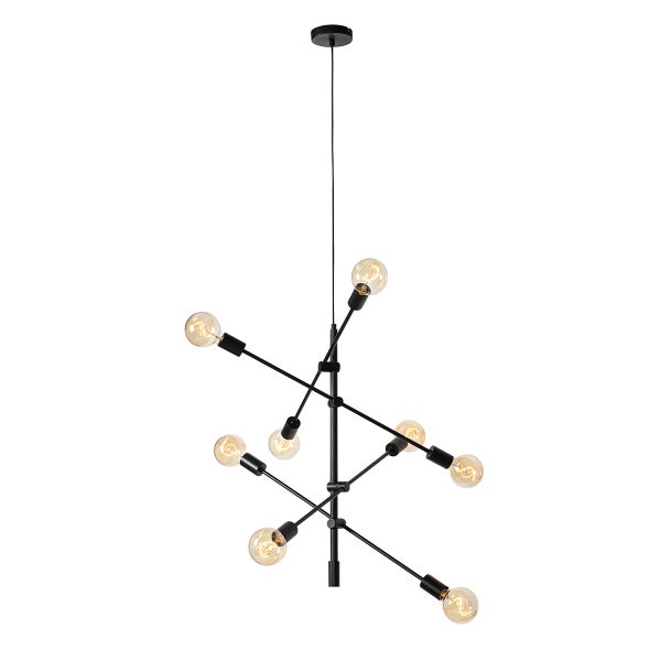 Schwarze Hängelampe mit acht Leuchten