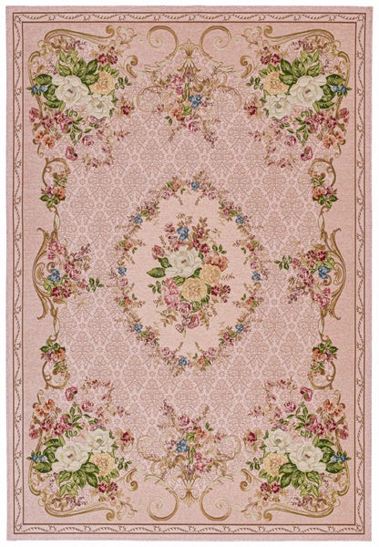 Gewebter Bordürenteppich im floralen Design Flomi Rosa 160x230cm