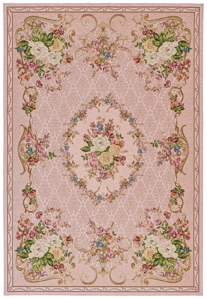 Gewebter Bordürenteppich im floralen Design Flomi Rosa 60x90 cm