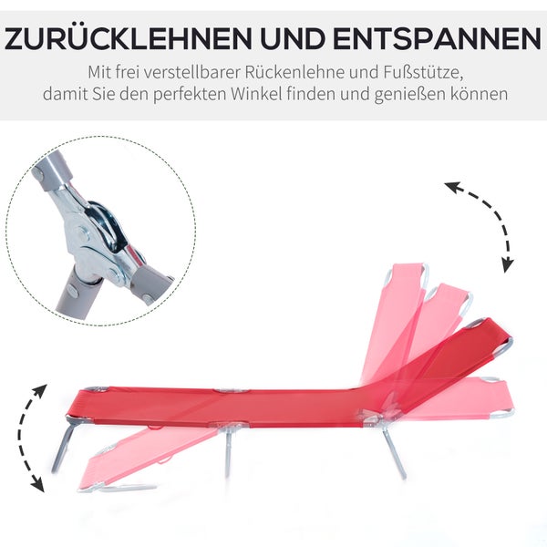 Liege mit verstellbarer Rückenlehne und Fußstütze, verschiedene Liegepositionen