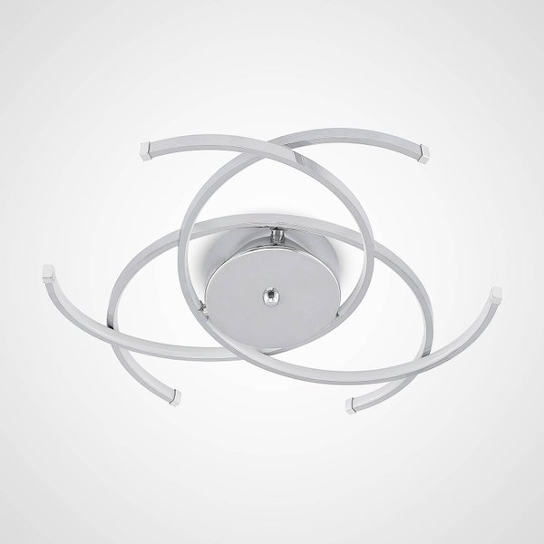 Lindby LED Deckenleuchte Omnika (Modern) in Chrom aus Edelstahl (1 flammig, ) - Lampe Deckenlampe Wohnzimmerleuchte