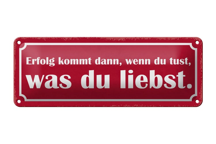 Blechschild Spruch 27x10cm Erfolg du tust was du liebst Dekoration