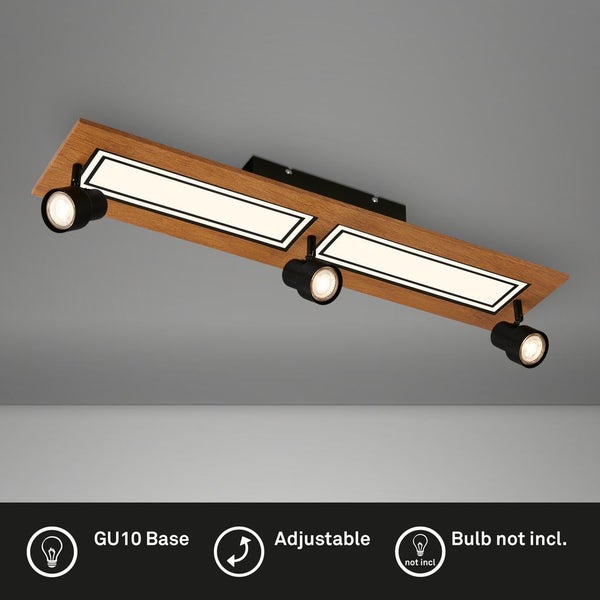 LED Deckenleuchte,schwarz-holzfarben,3xGU10+LED
