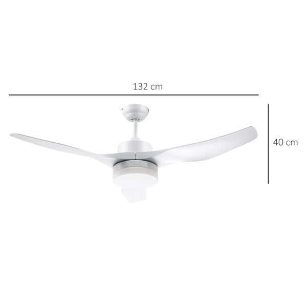 HOMCOM Deckenventilator mit Beleuchtung, umkehrbar LED Deckenleuchte mit Ventilator, 6 Geschwindigkeiten, 3 Lichtfarben, Deckenlampe mit Fernbedienung, Timer für Wohnzimmer, Esszimmer Weiß